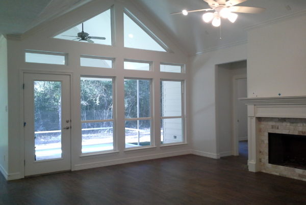 Vaulted ceiling with wood floor