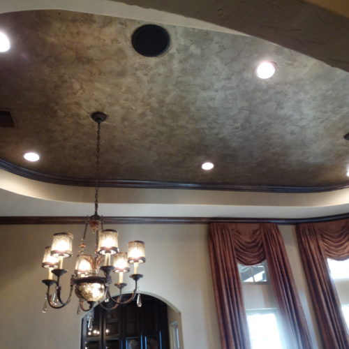 Hammered metal feature ceiling