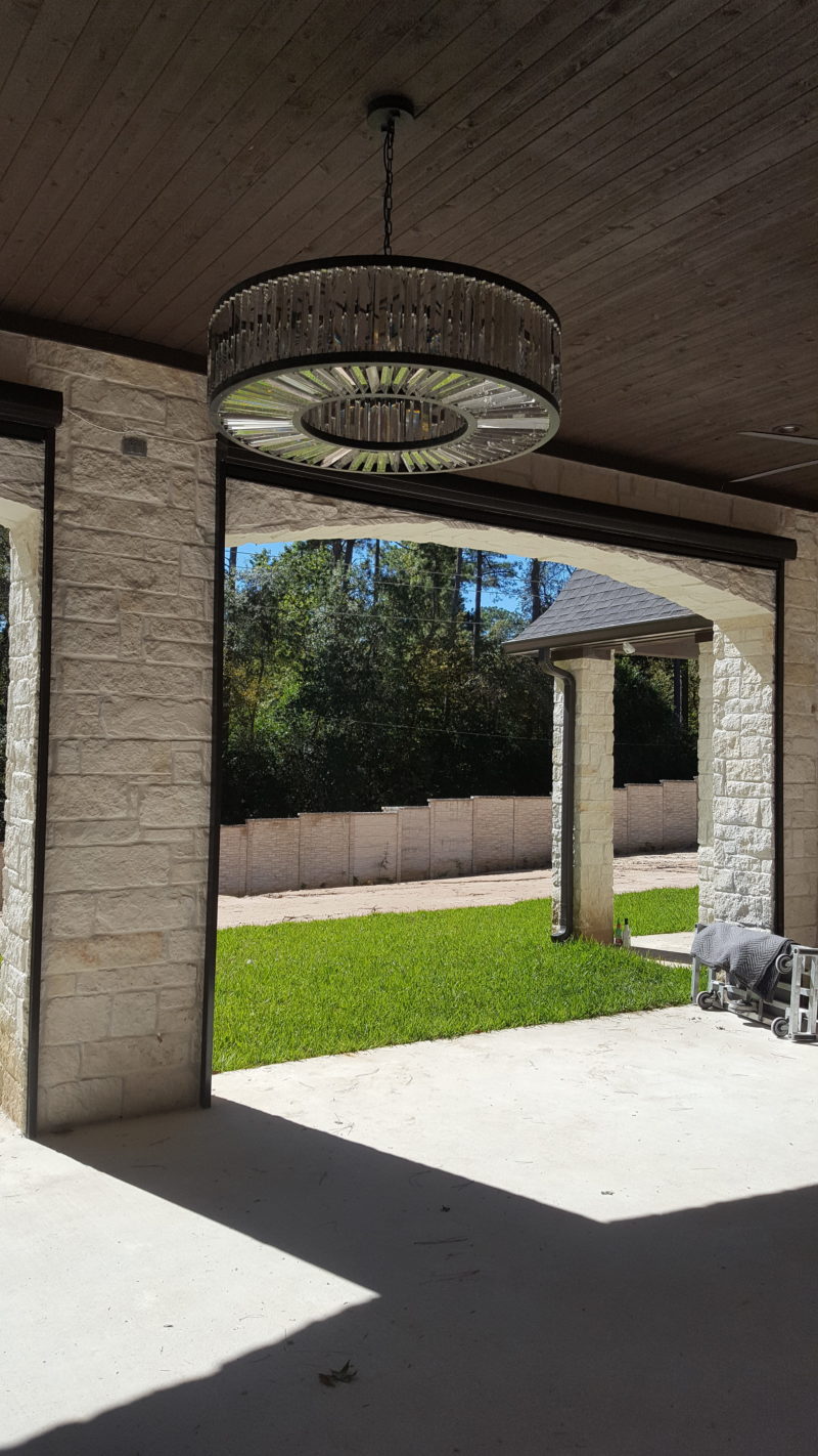 Covered patio chandelier